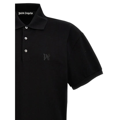 Palm Angels Black Polyester Polo Shirt