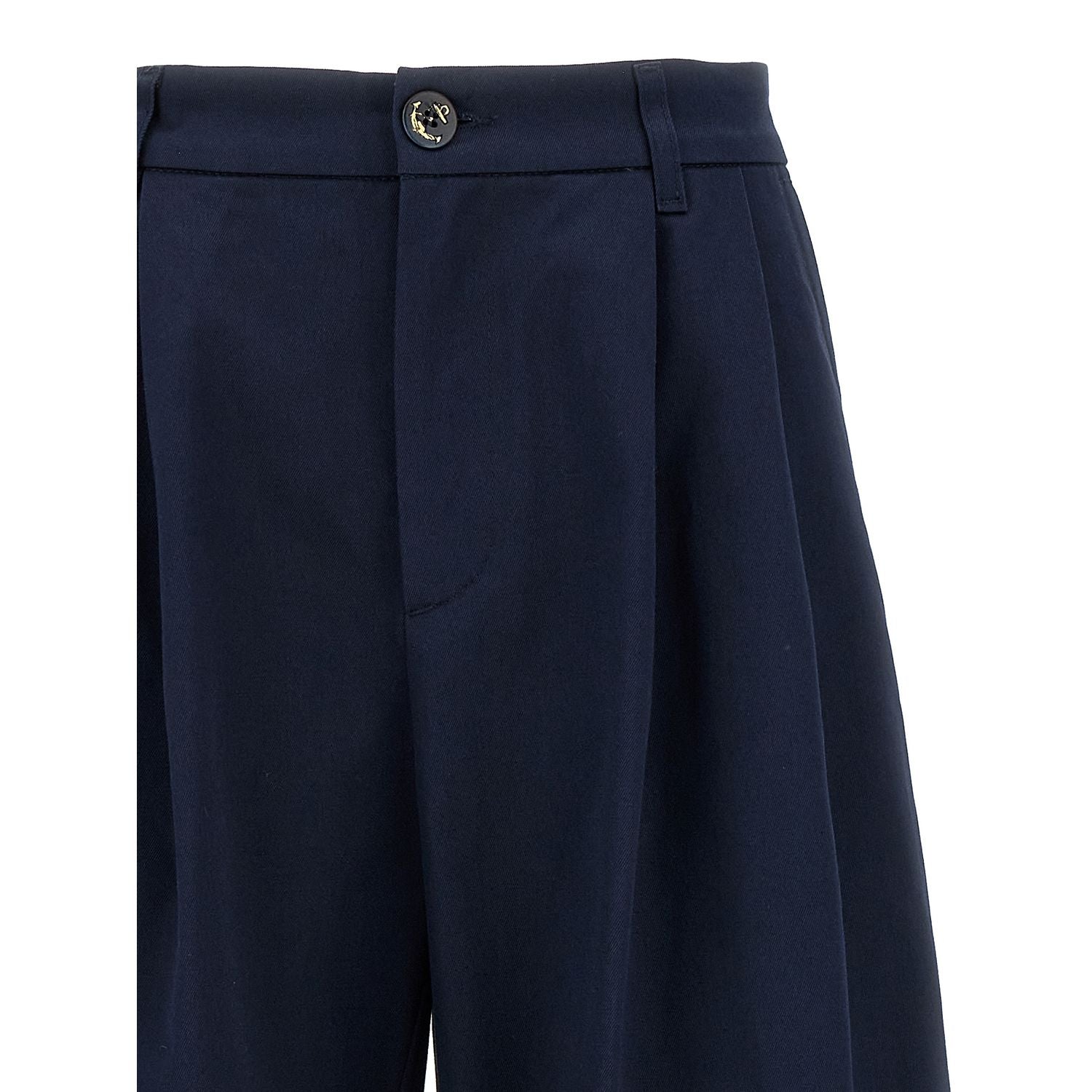 Fortela Blue Cotton Casual Pants
