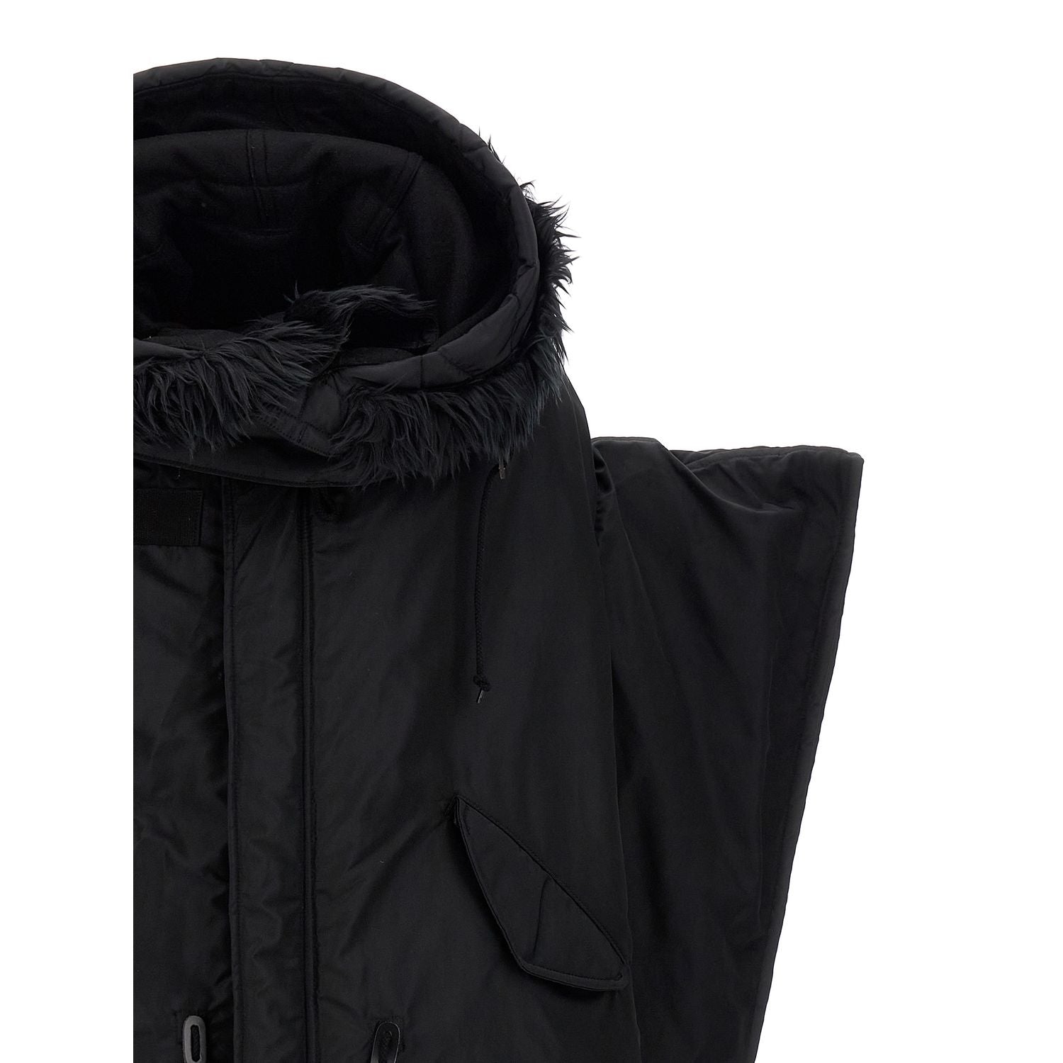 Junya Watanabe Black Nylon Full-Length Jacket