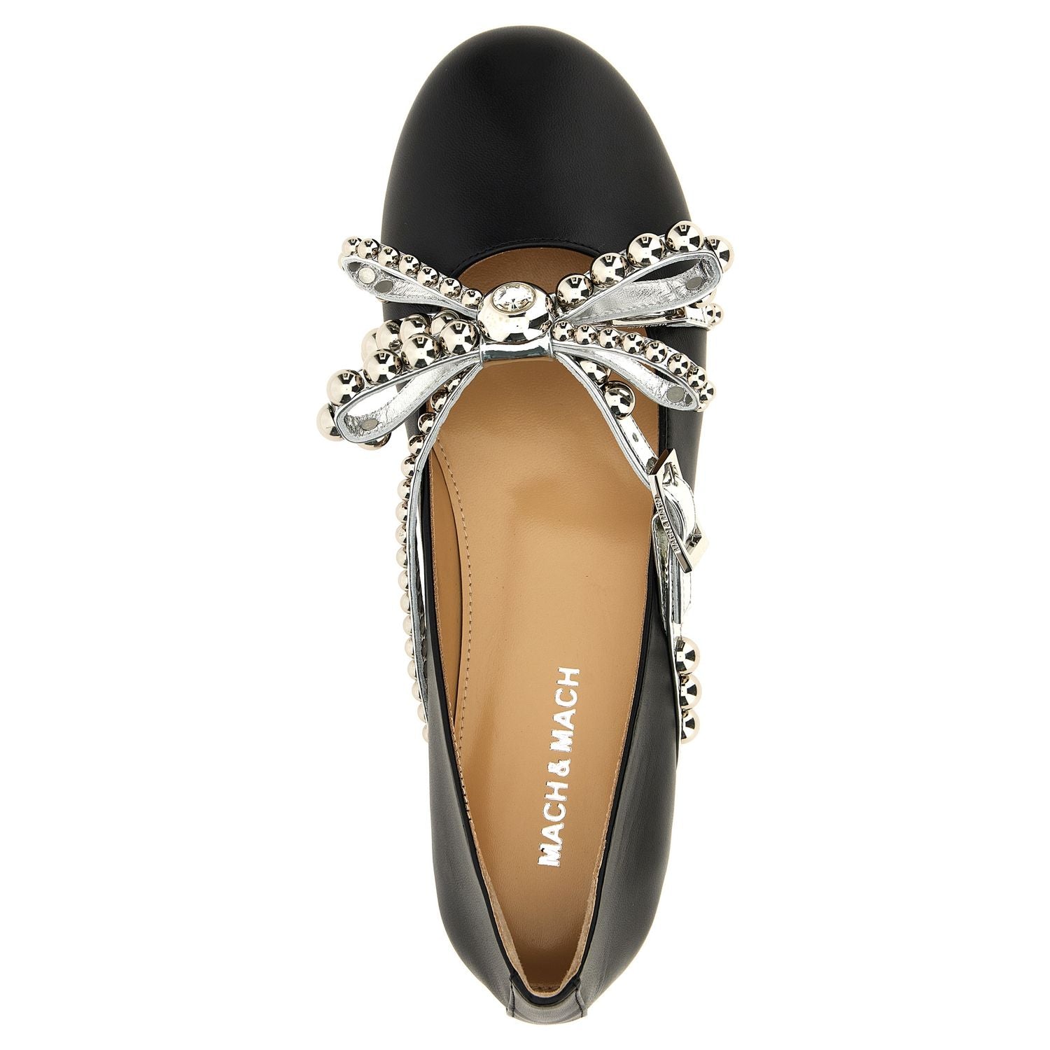 MACH & MACH Black Leather Ballet Flats