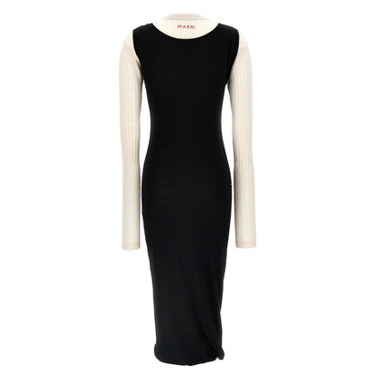Marni Bicolor Wool Midi Dress
