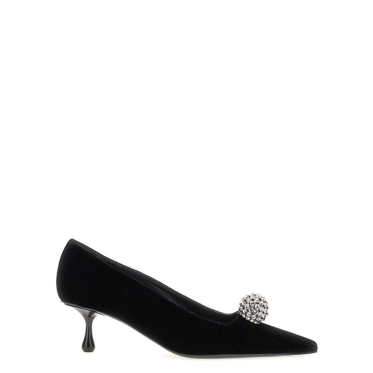 Jimmy Choo Black Textile Mid Heel Pumps