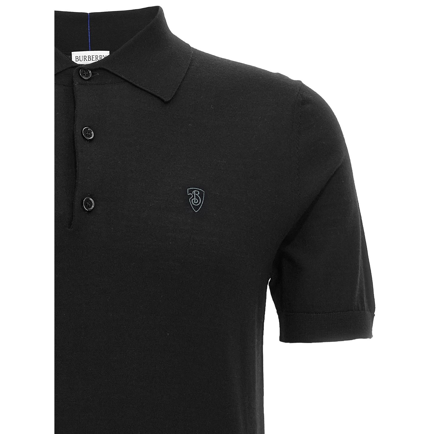 Burberry Black Wool Polo Shirt