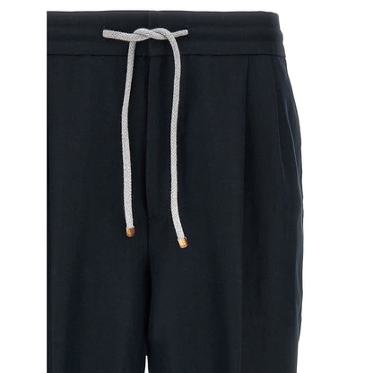 Brunello Cucinelli Blue Linen Casual Pants