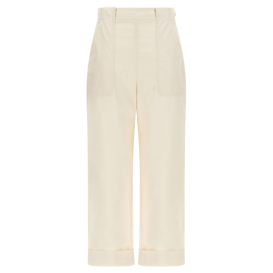 Max Mara White Cotton Casual Pants