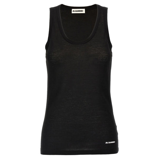 Jil Sander Black Cotton Sleeveles T-Shirt