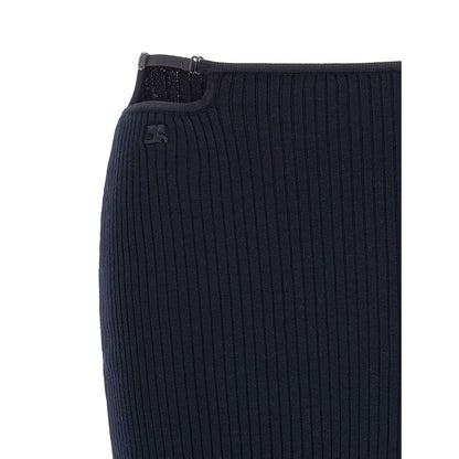 Courrèges Blue Viscose Midi Skirt