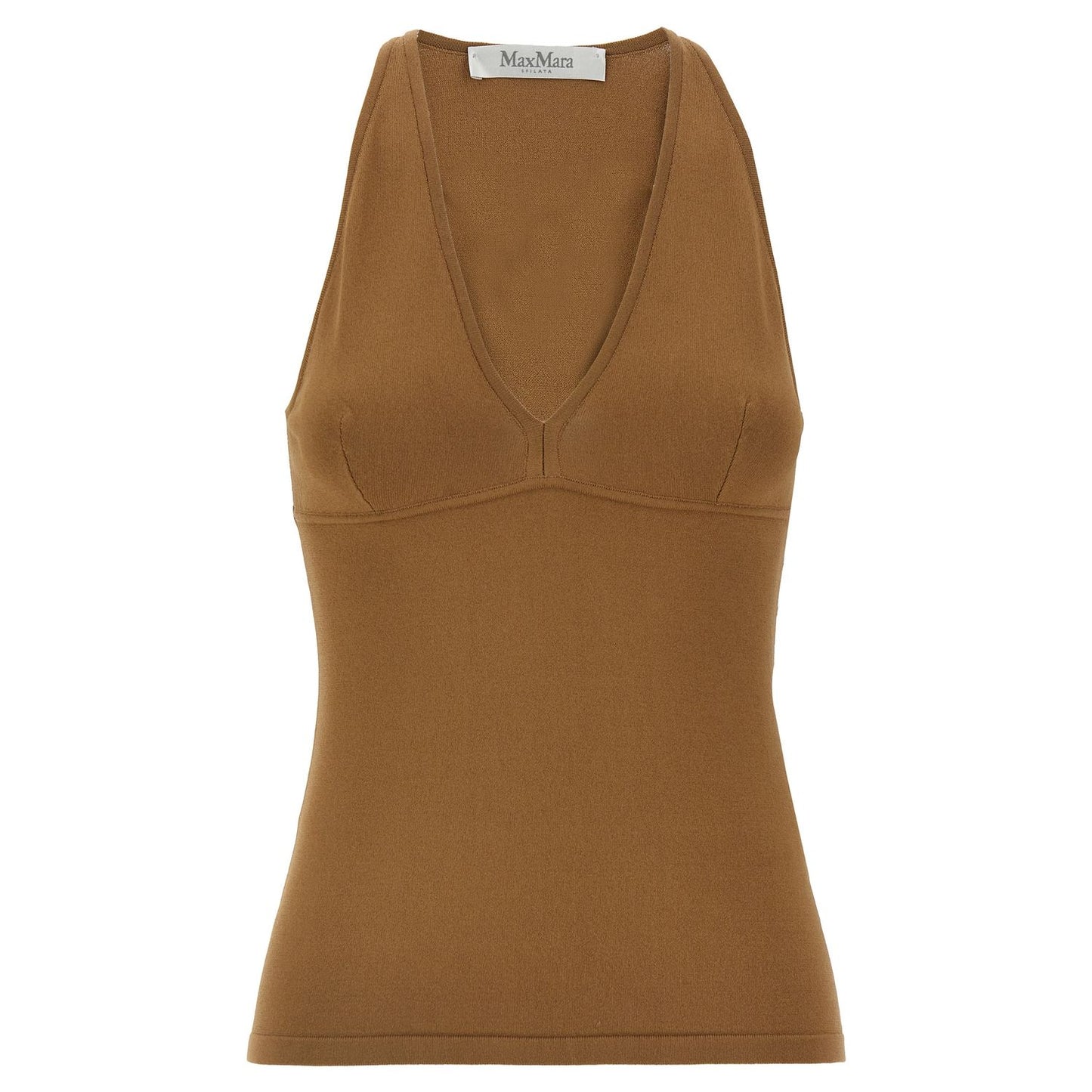 Max Mara Brown Viscose Sleeveles T-Shirt
