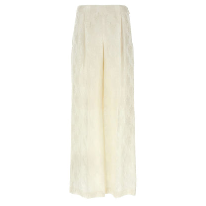 Fendi White Silk Casual Pants