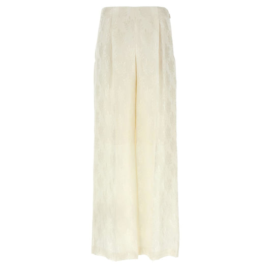 Fendi White Silk Casual Pants