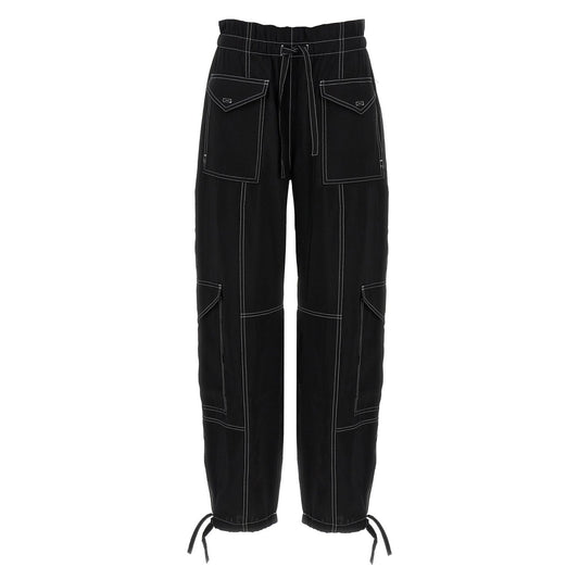 Ganni Black Viscose Casual Pants