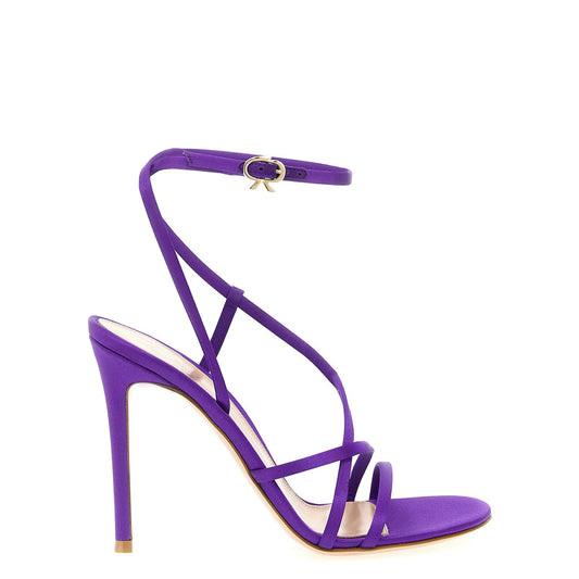 Gianvito Rossi Purple Fabric Stiletto Heel Sandals