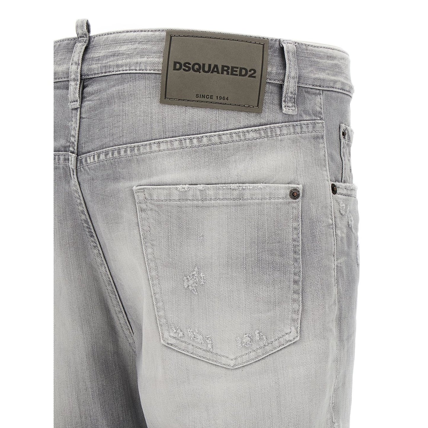 Dsquared² Gray Cotton Straight-Leg Jeans