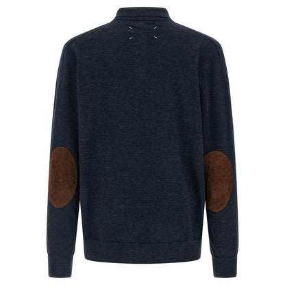 Maison Margiela Blue Wool Polo Shirt