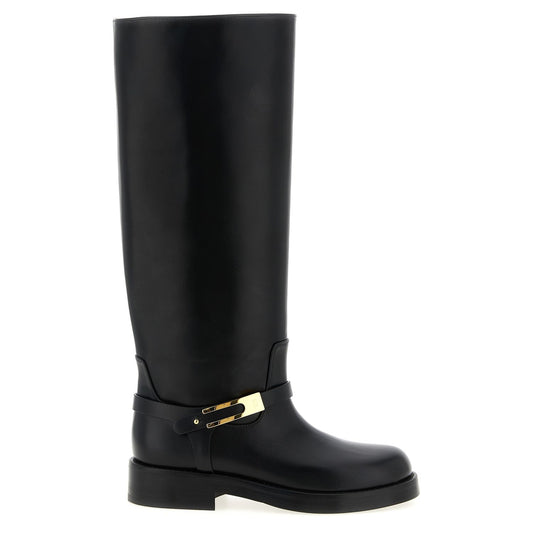 Elisabetta Franchi Black Calfskin Over The Knee