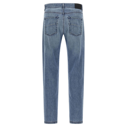 Fendi Blue Cotton Straight-Leg Jeans