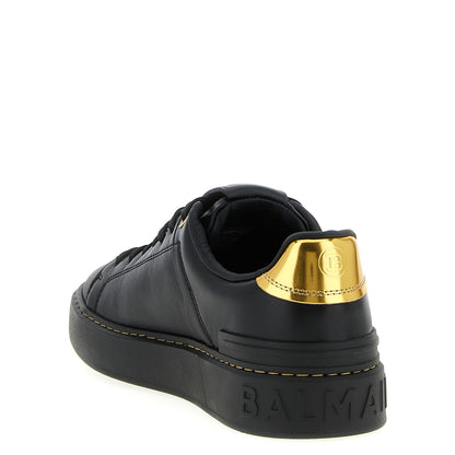 Balmain Black Lamb Leather Low Top Sneakers