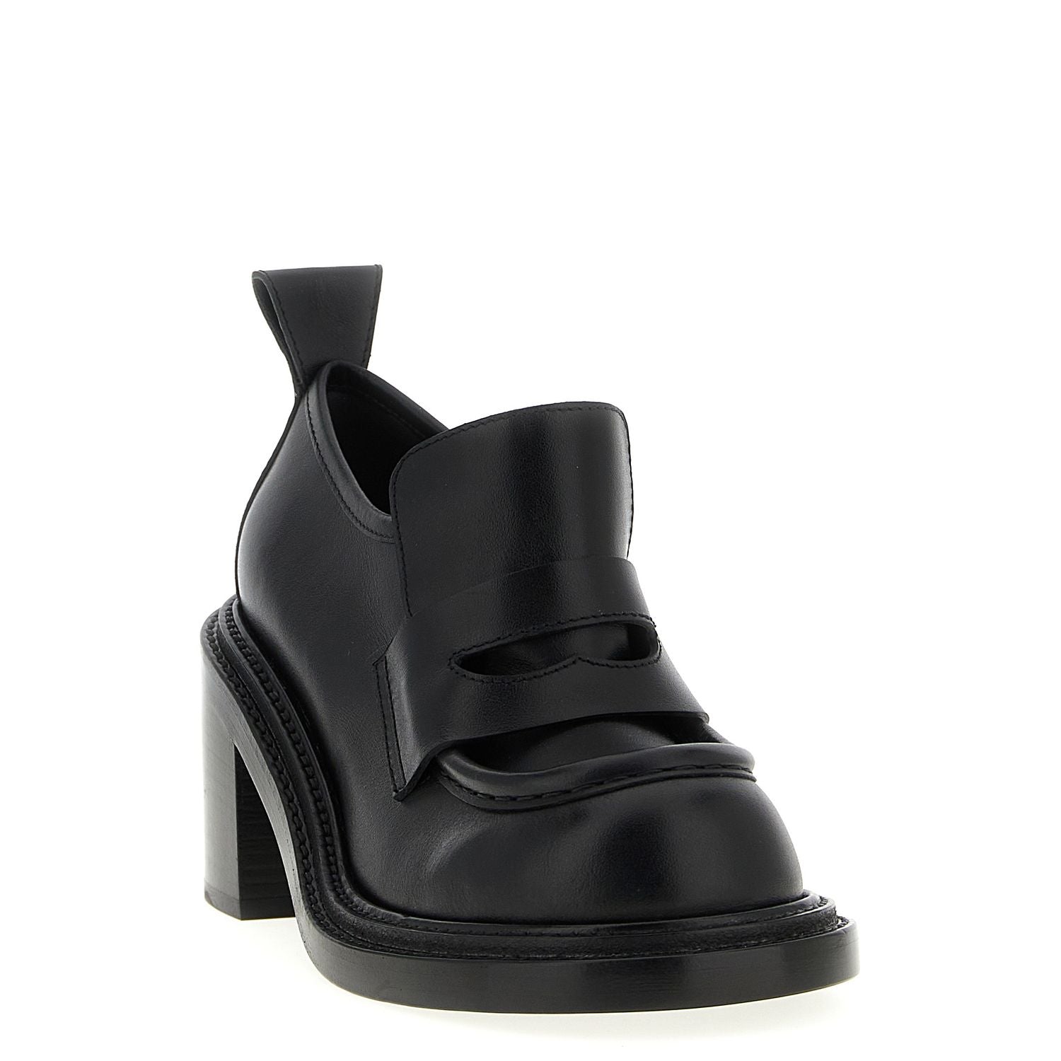 Moschino Black Leather Platform Loafers
