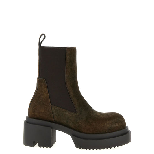 Rick Owens Brown Bovine Leather Chelsea Boots