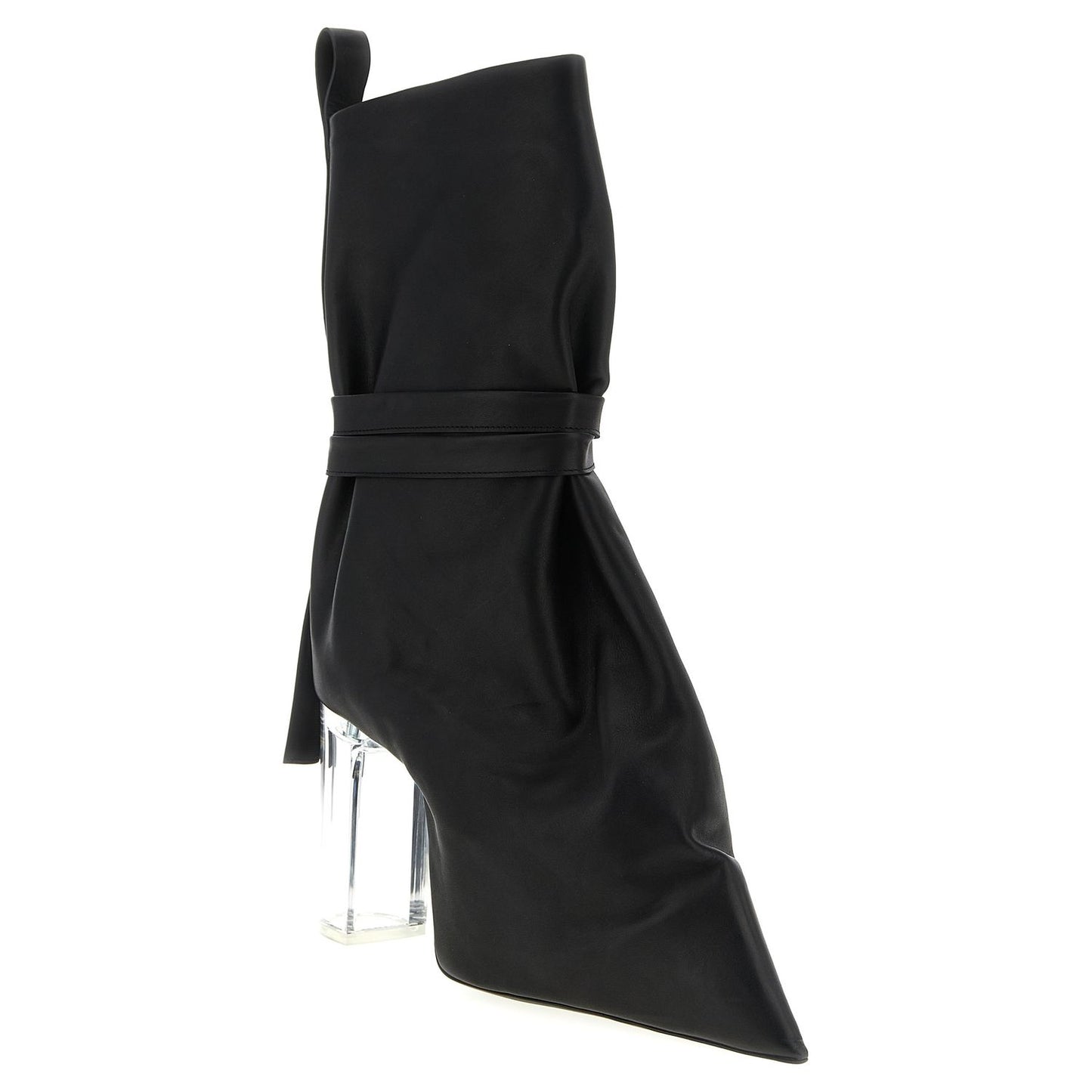 Rick Owens Black Cowhide Ankle Boots