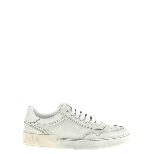 Dolce & Gabbana White Lamb Leather Low Top Sneakers