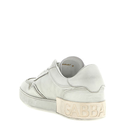 Dolce & Gabbana White Lamb Leather Low Top Sneakers