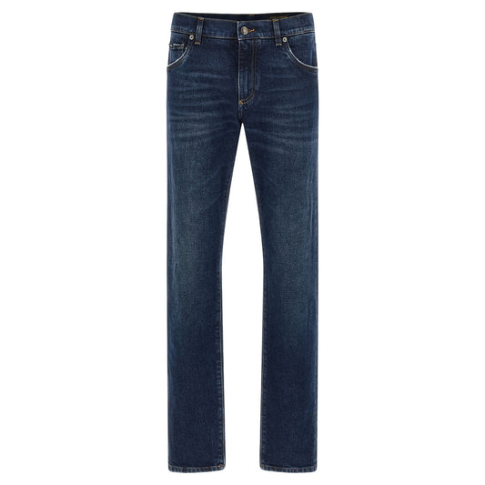 Dolce & Gabbana Blue Cotton Straight-Leg Jeans