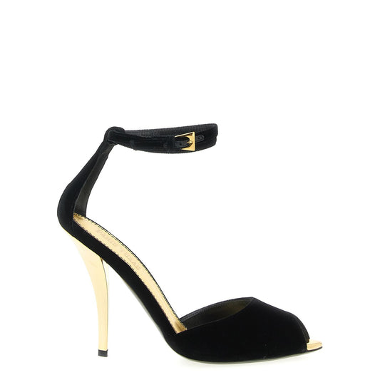 Paris Texas Black Viscose Stiletto Heel Sandals