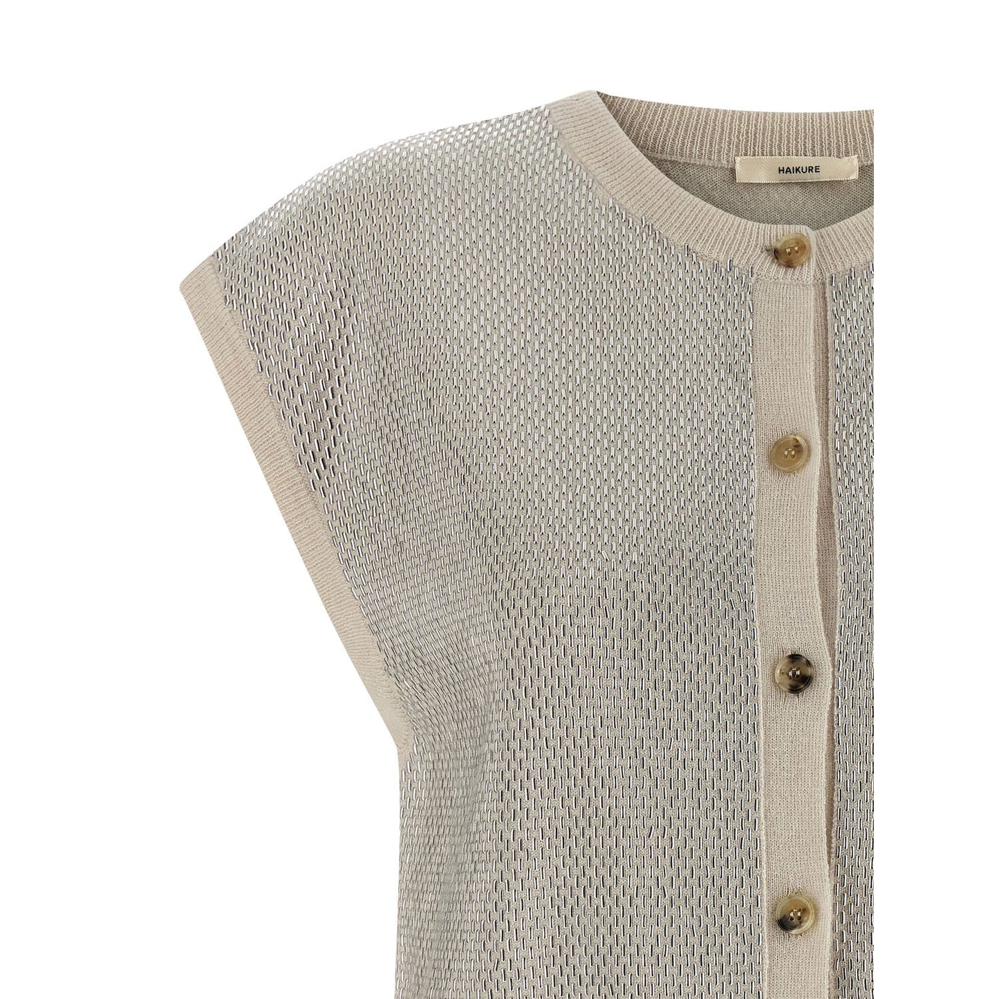 Haikure Beige Virgin Wool Sleeveless Jacket