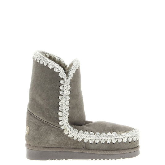 Mou Gray Lambskin Ankle Boots