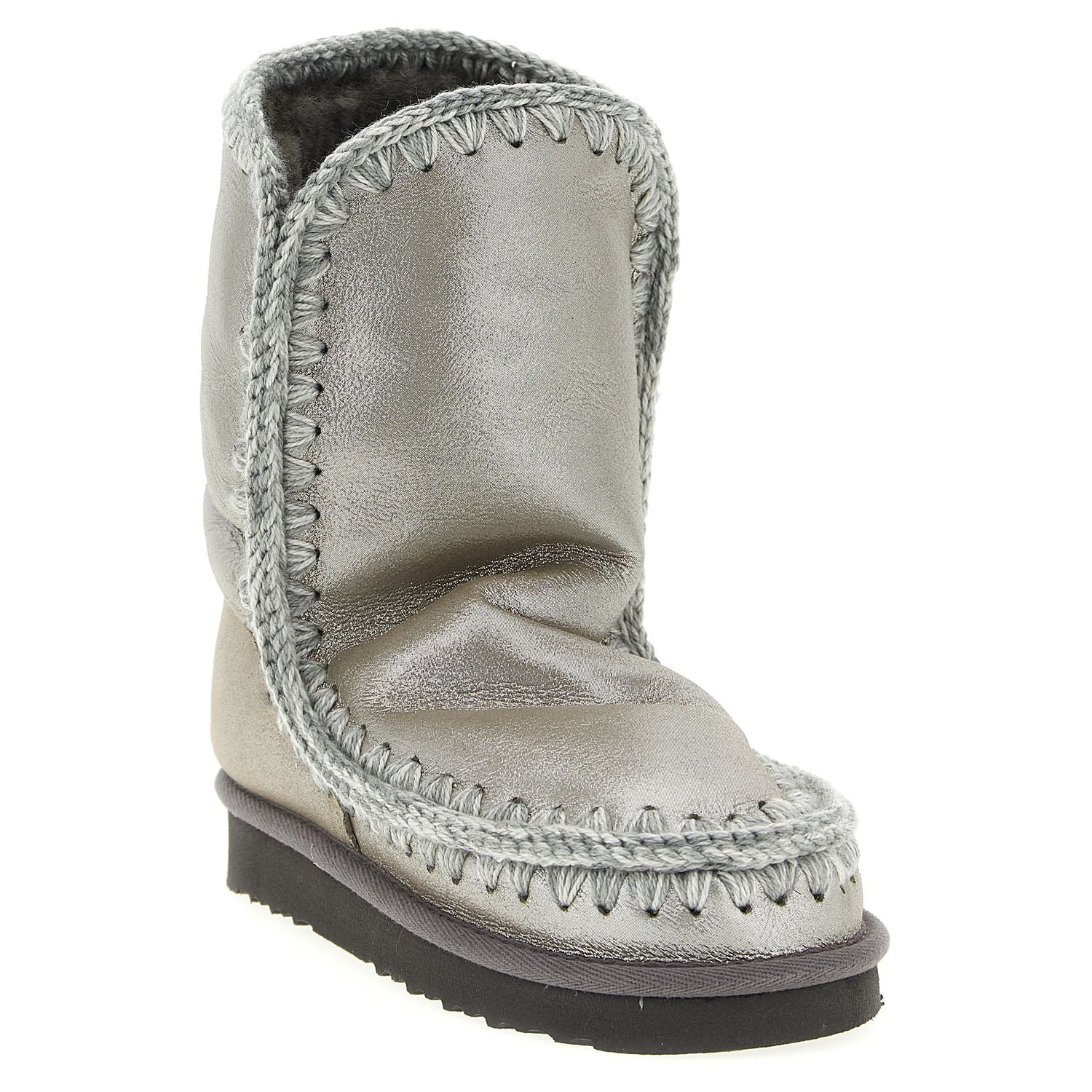 Mou Silver Lambskin Ankle Boots