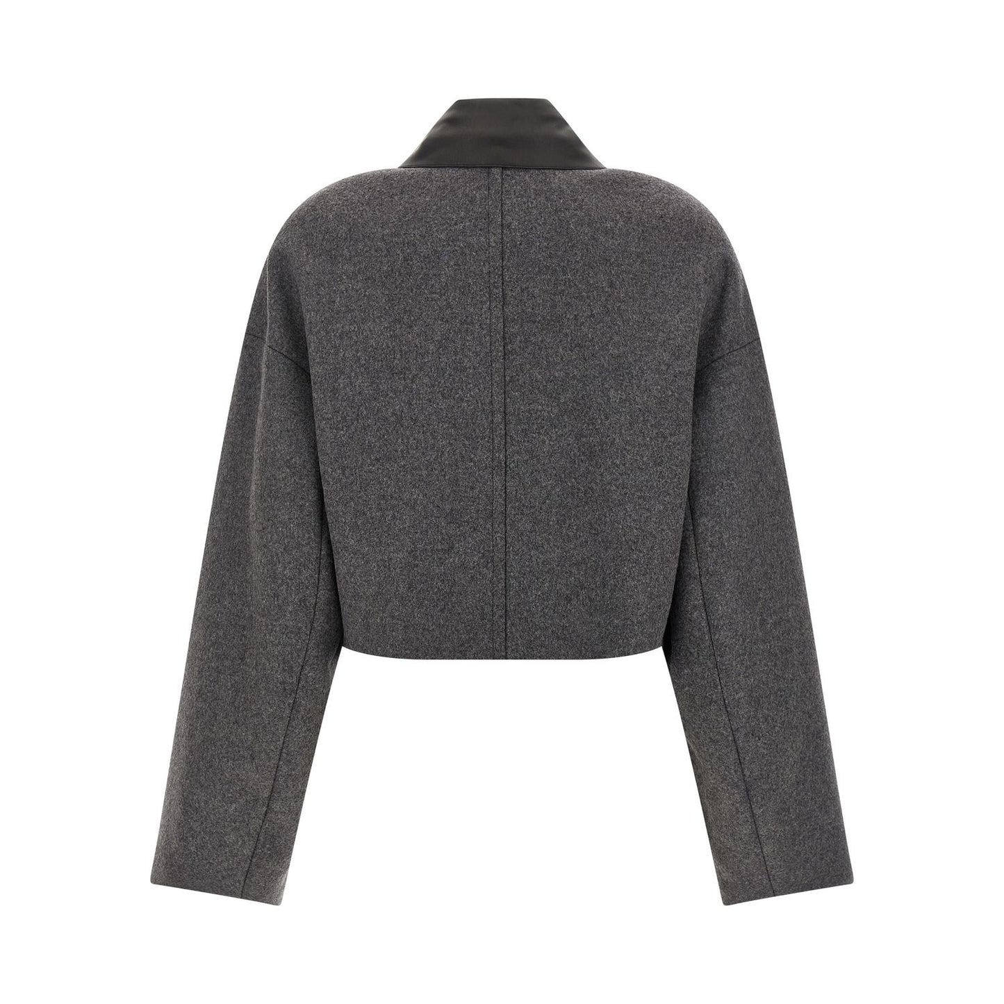 Sportmax Gray Virgin Wool Full-Length Jacket