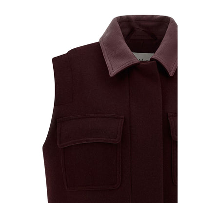Max Mara Bordeaux Virgin Wool Sleeveless Jacket