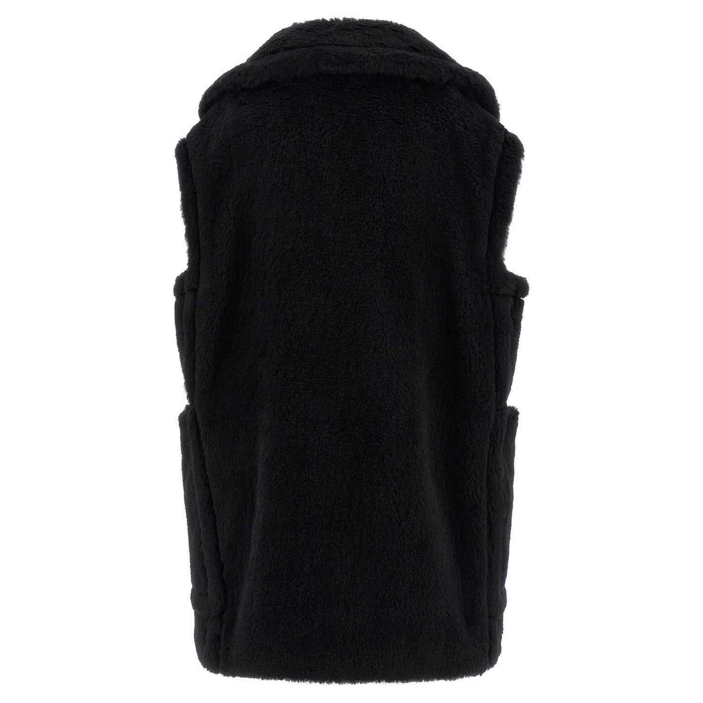 Max Mara Black Alpaca Leather Sleeveless Jacket
