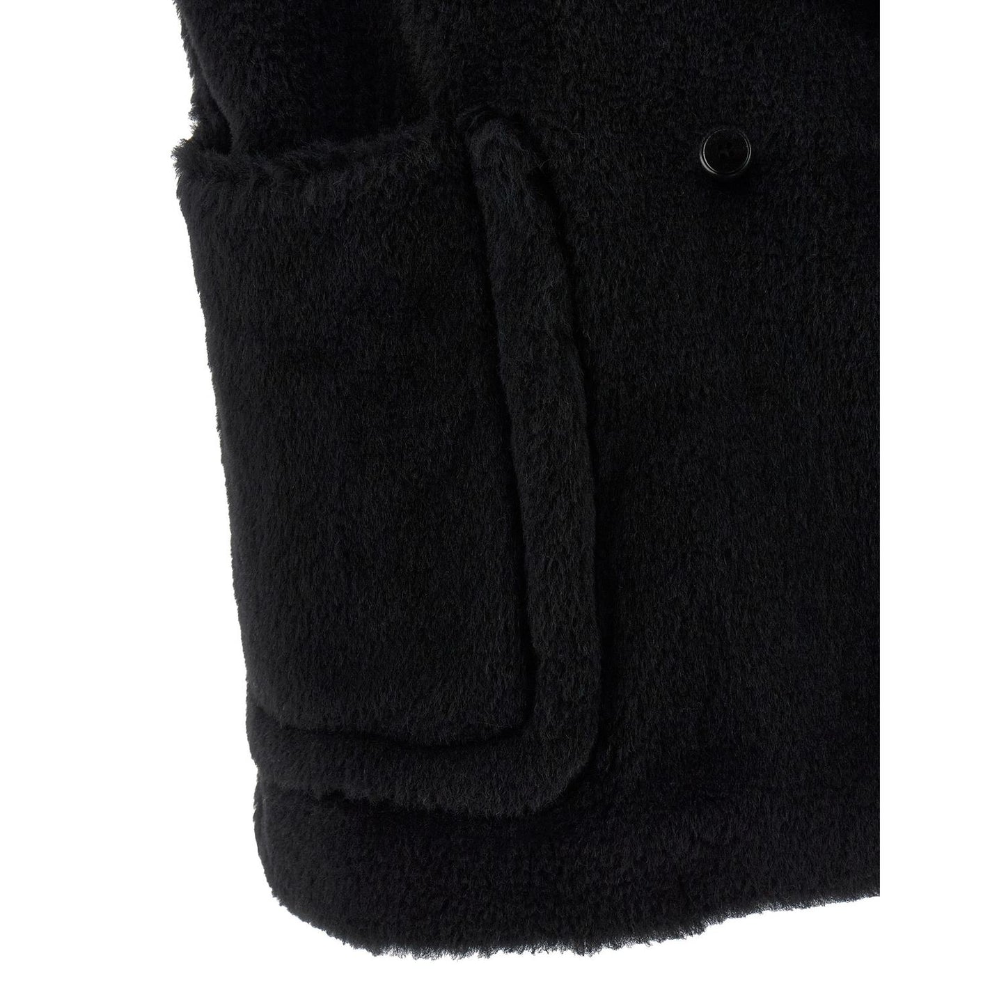 Max Mara Black Alpaca Leather Sleeveless Jacket