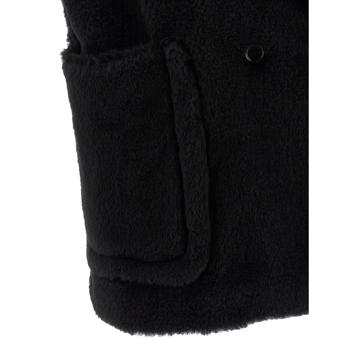 Max Mara Black Alpaca Leather Sleeveless Jacket