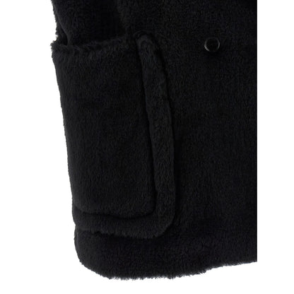 Max Mara Black Alpaca Leather Sleeveless Jacket
