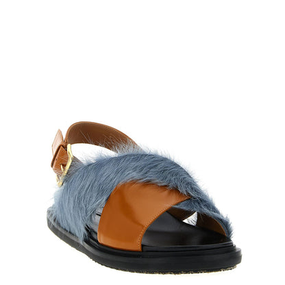 Marni Multicolor Lamb Leather Flat Sandals