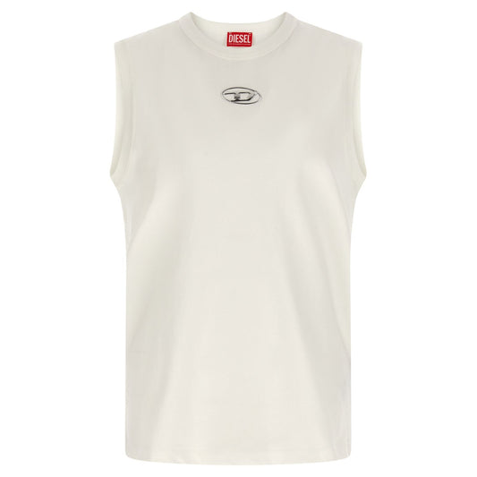 Diesel White Cotton Sleeveles T-Shirt