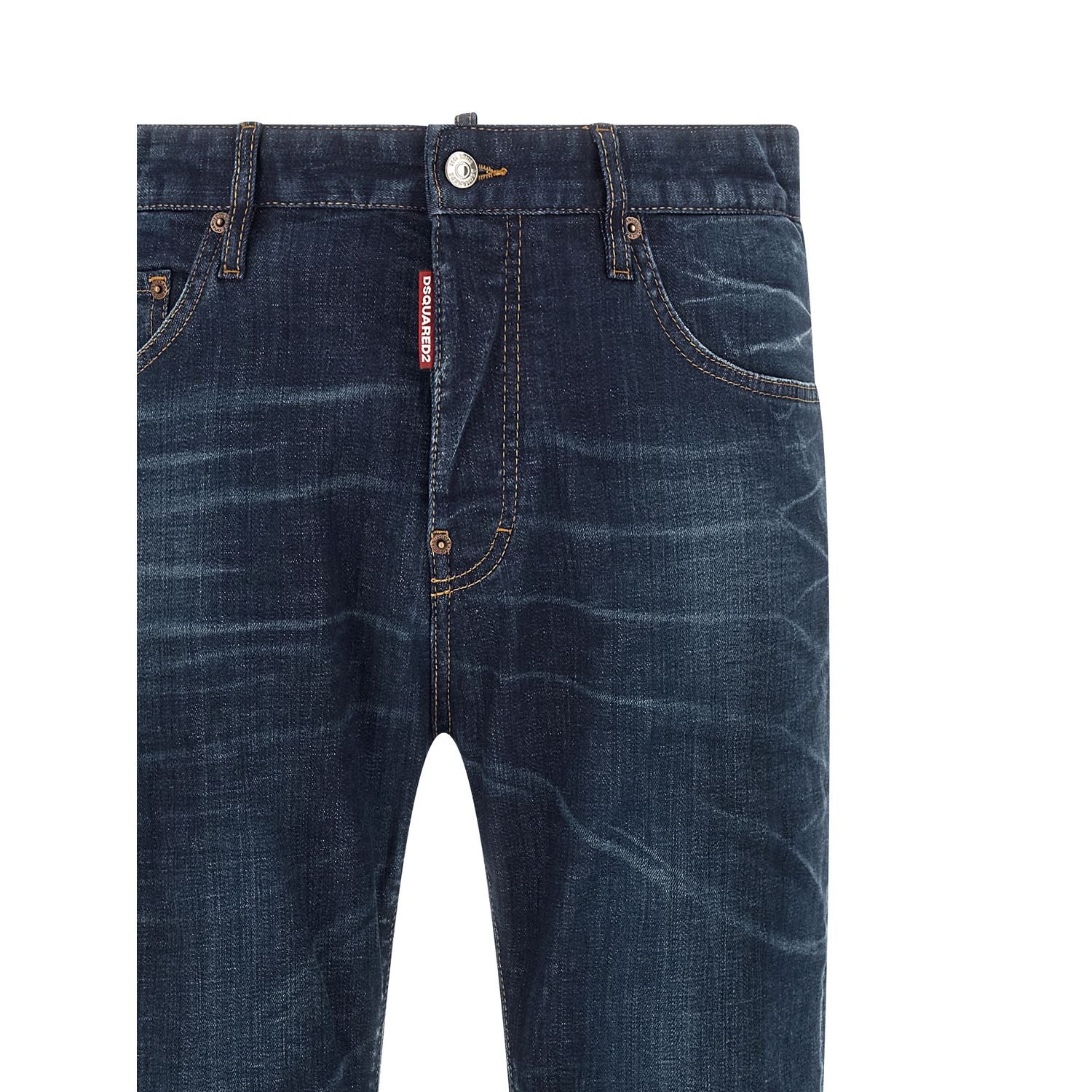 Dsquared² Blue Cotton Straight-Leg Jeans