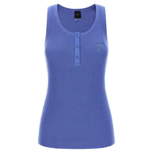 PINKO Blue Cotton Tank Tops
