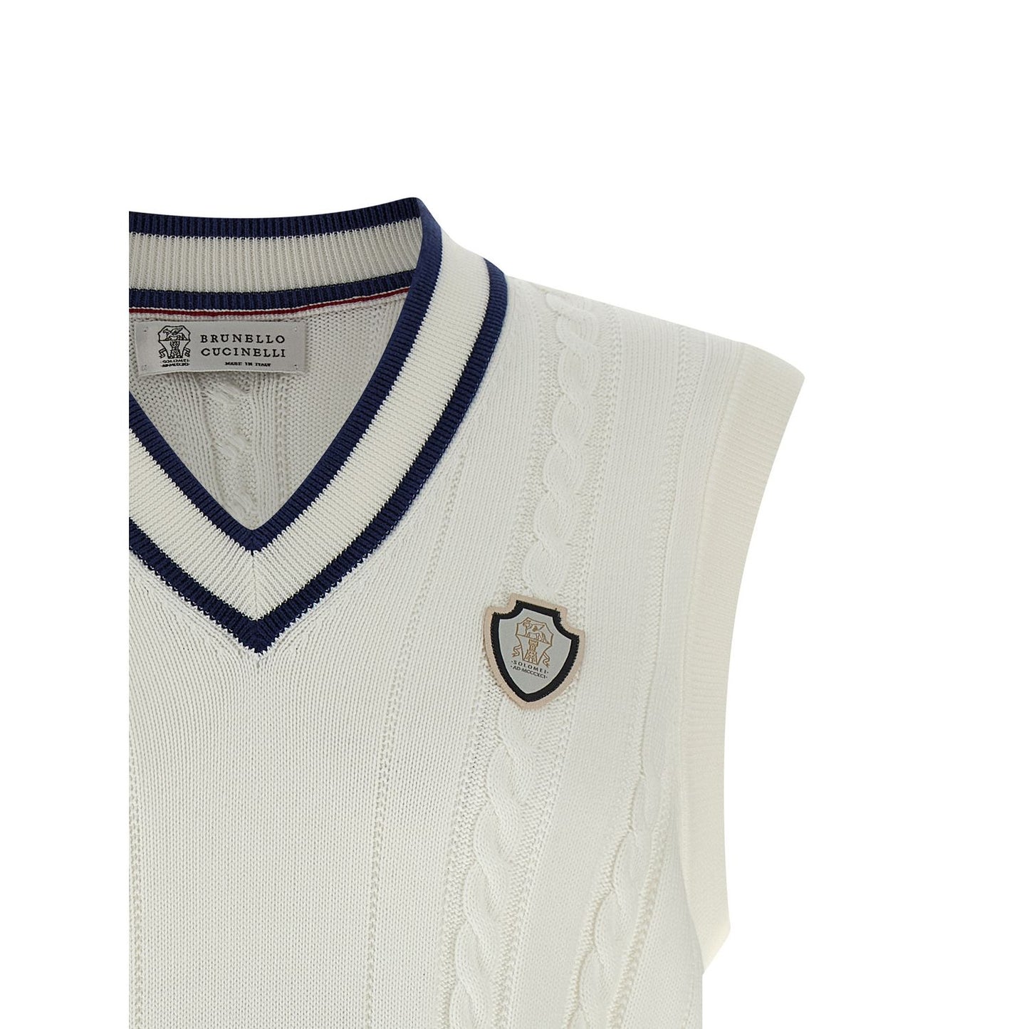 Brunello Cucinelli White Cotton Sleeveles Sweater