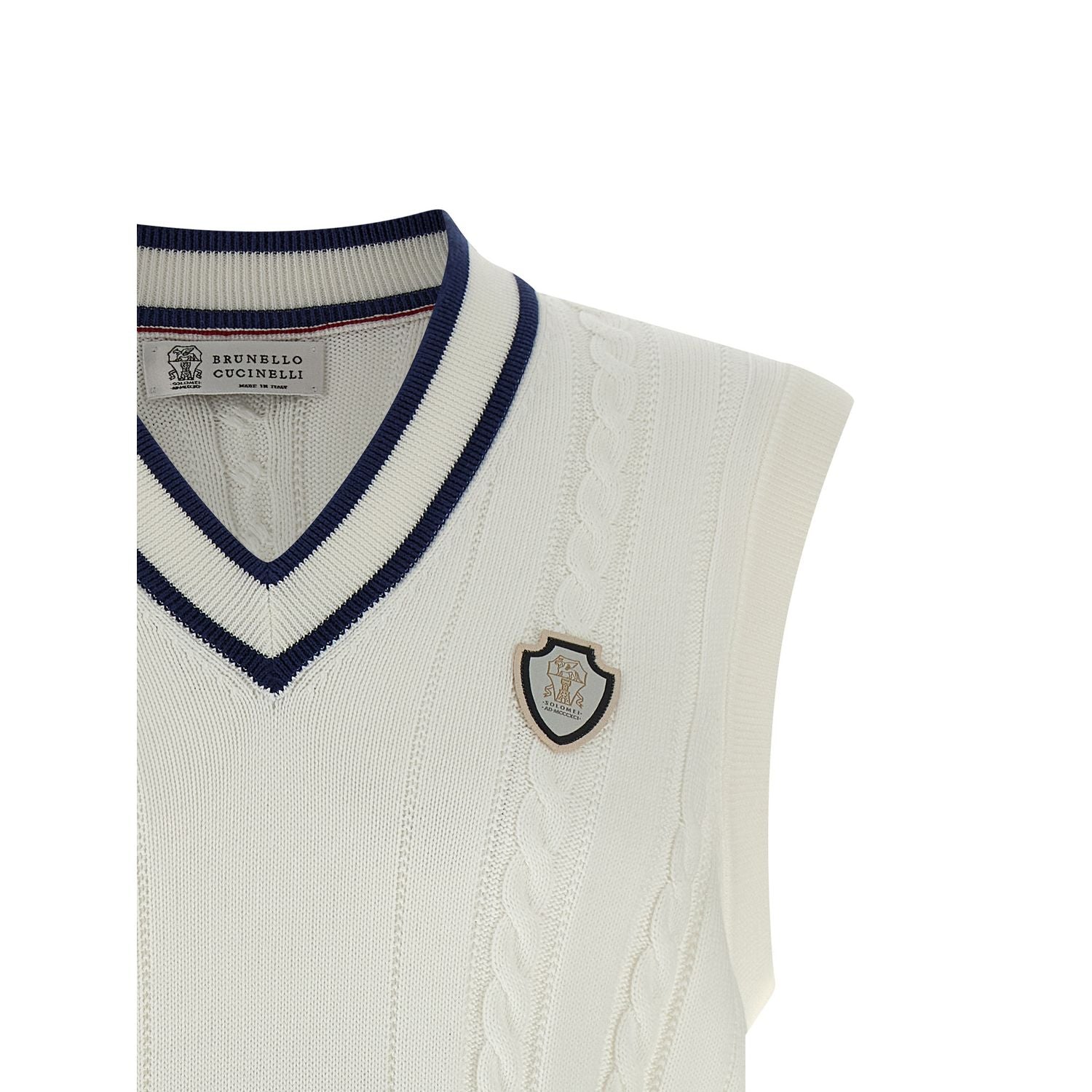 Brunello Cucinelli White Cotton Sleeveles Sweater