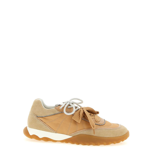 PINKO Beige Calfskin Athletic Sneakers