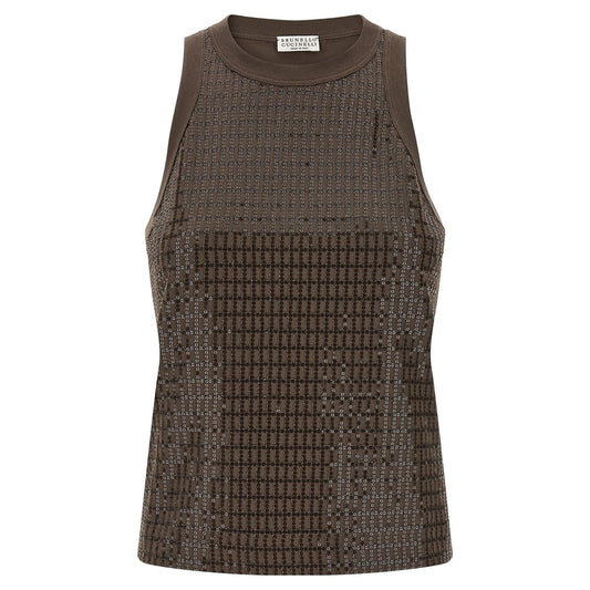 Brunello Cucinelli Brown Cotton Tank Tops