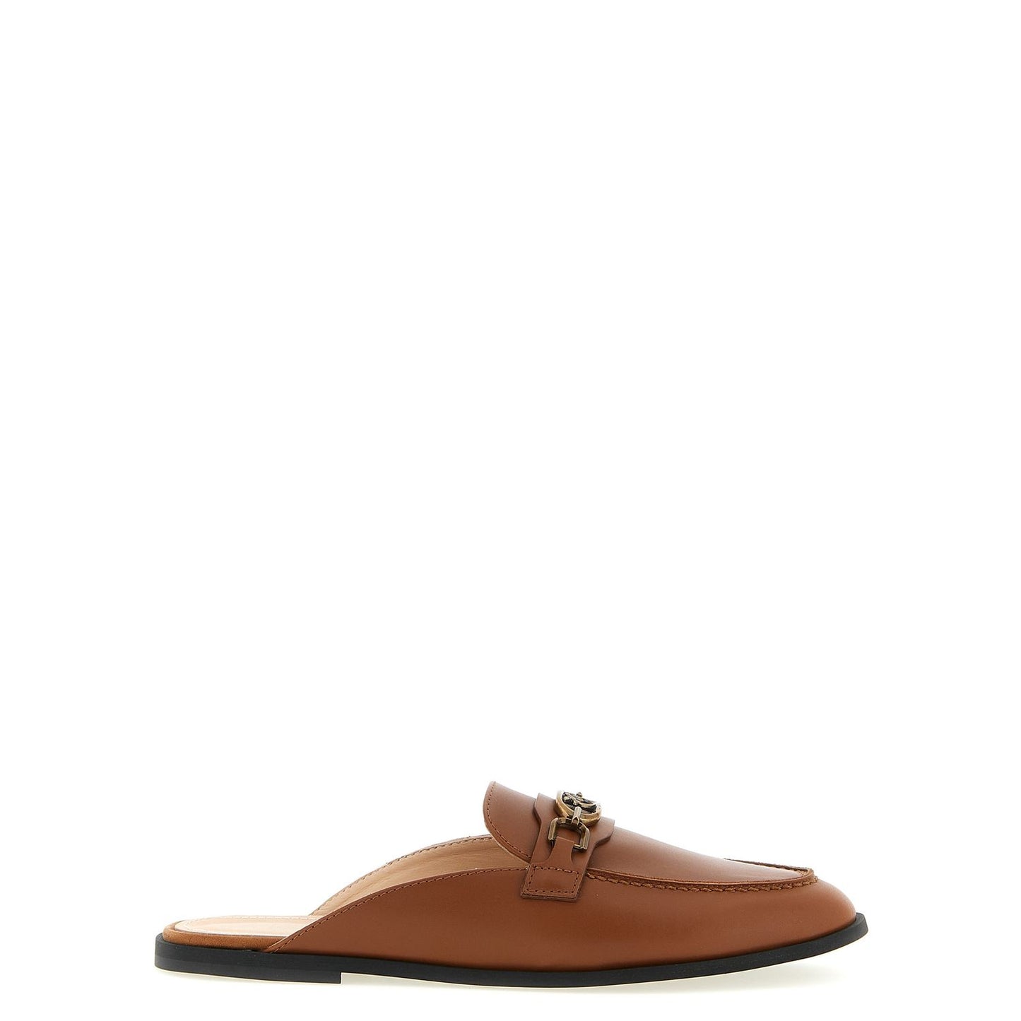 PINKO Brown Calfskin Flats