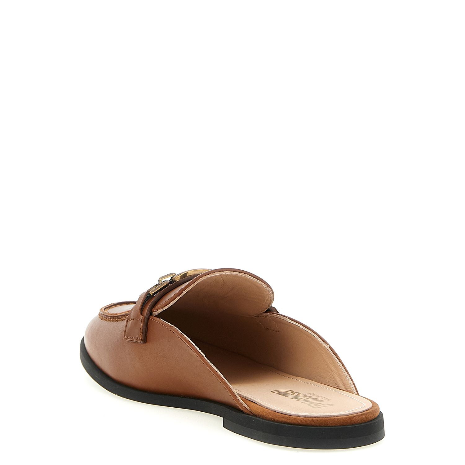 PINKO Brown Calfskin Flats