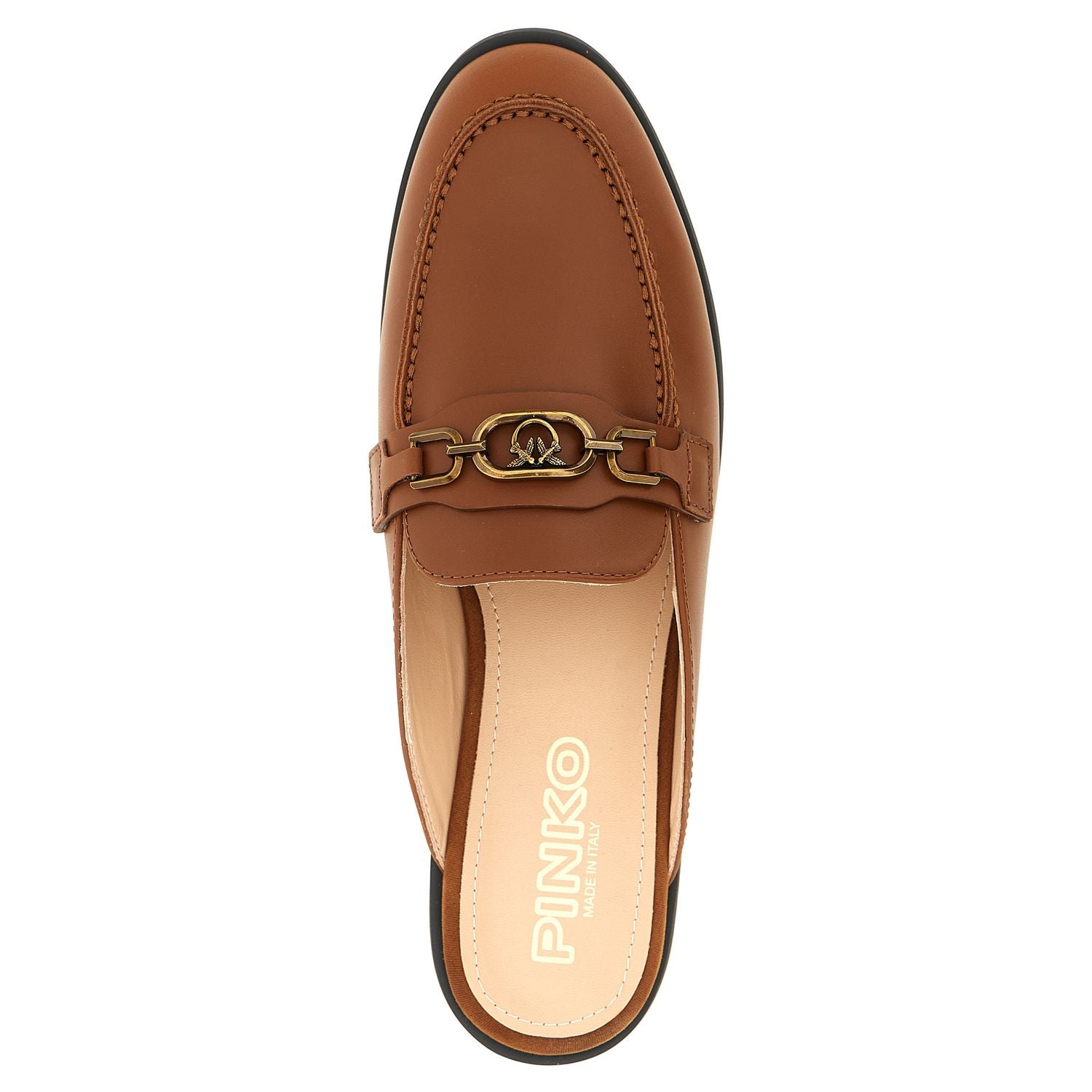 PINKO Brown Calfskin Flats