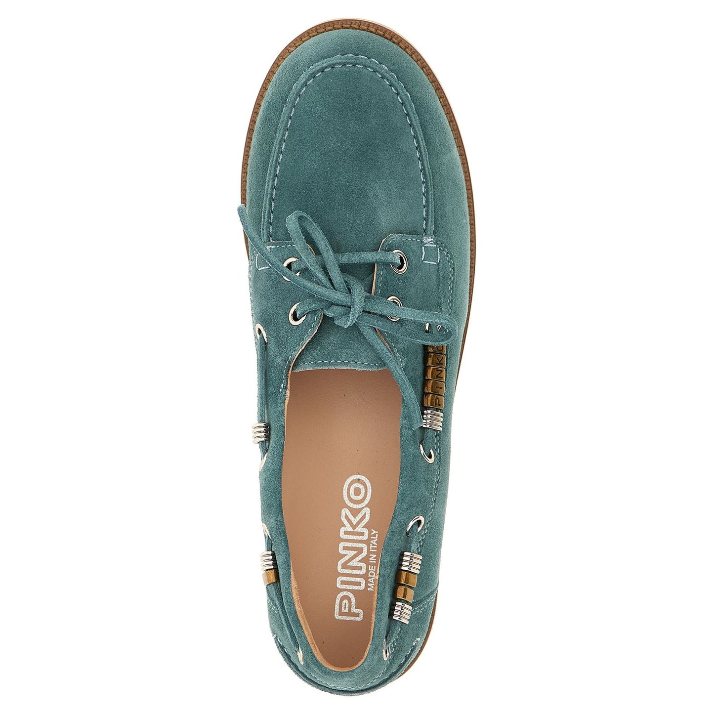 PINKO Blue Calfskin Moccassin