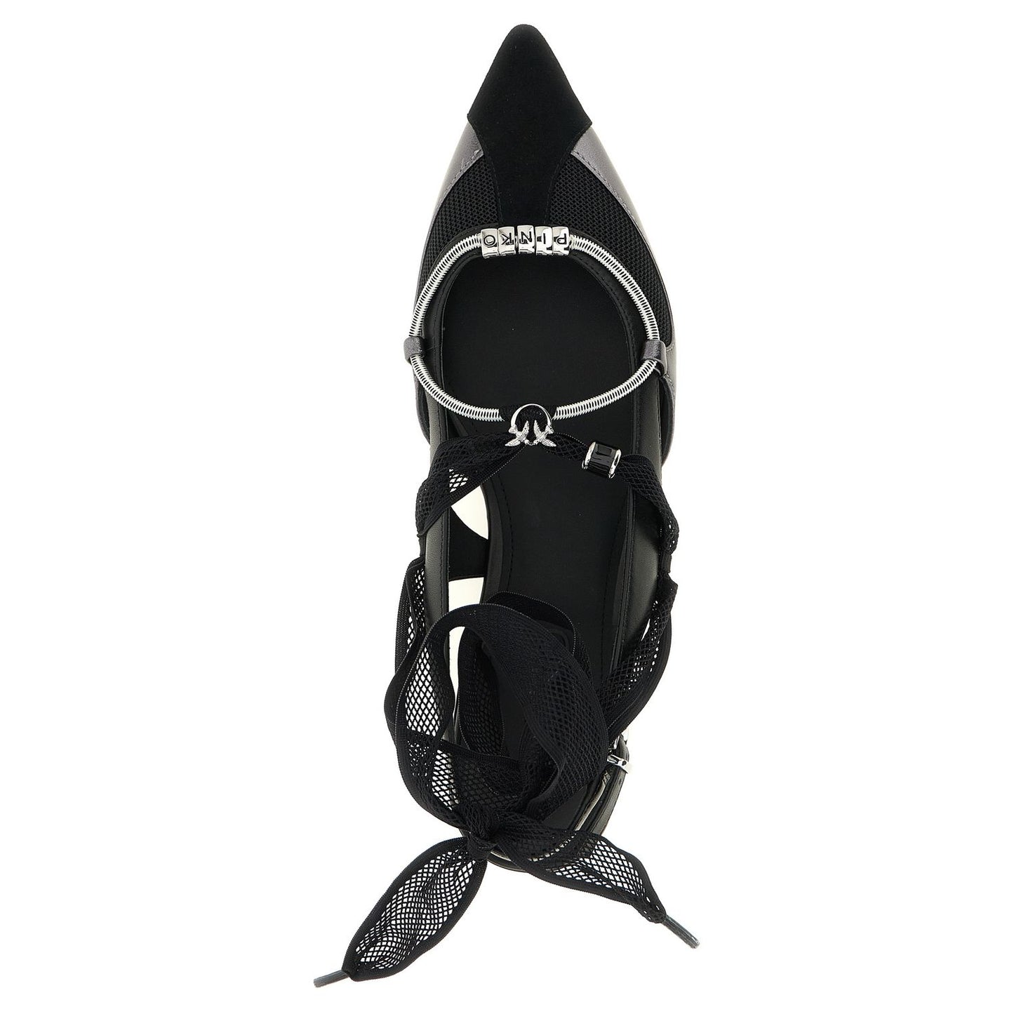 PINKO Black Leather Ballet Flats